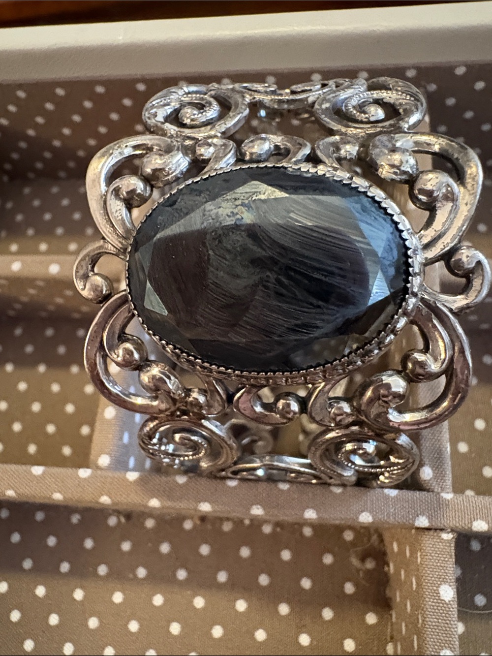 Carolyn Pollack Sterling Bracelet With Large Hematite Faceted Stone